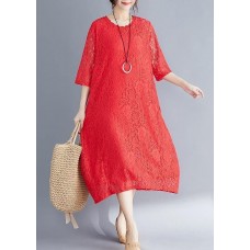 Beautiful Half sleeve o neck cotton dress Sweets red A Line Dresses Summer