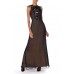 MORPHEW COLLECTION Black Silk & Poly Chiffon Gown With A Victorian Lace Collar