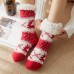 Women Warm Winter Outdoor Christmas Style Elk Snowflake Pattern Plus Velvet Thicken Home Sleep Socks Tube Socks