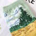 Women Cotton Oil Painting Landscape Art Graffiti Personality Fashion Tube Socks