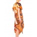 MORPHEW COLLECTION Brown & Orange Polyester Psychedelic Print Scarf Dress
